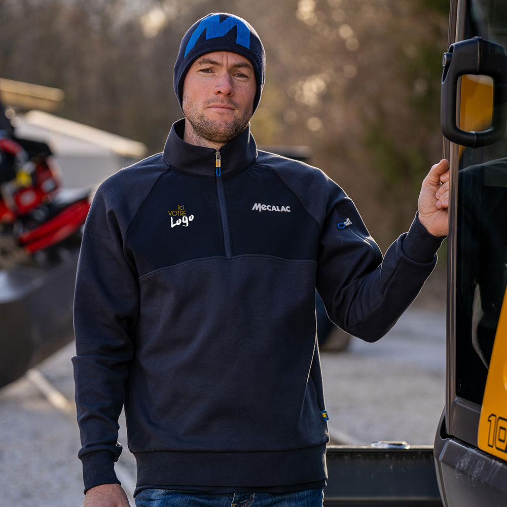 Sweat zippé bleu navy avec votre logo
