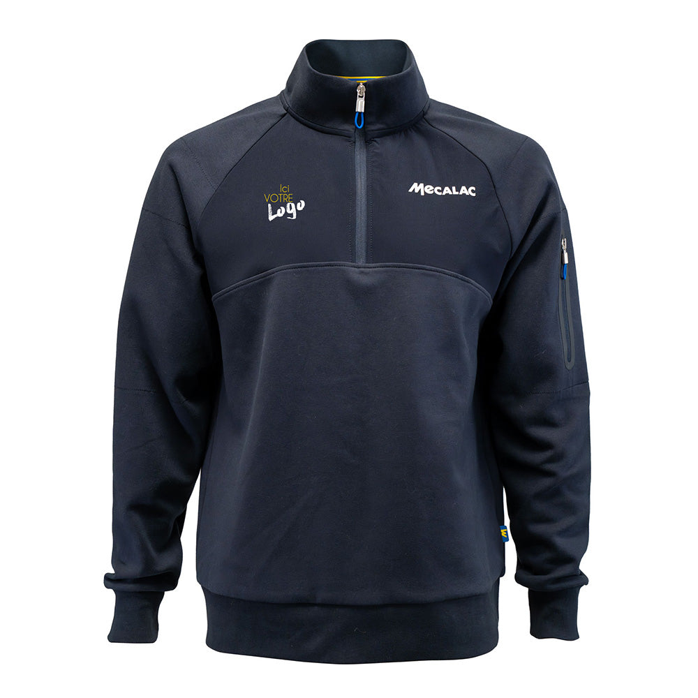 Sweat zippé bleu navy avec votre logo – vue 2
